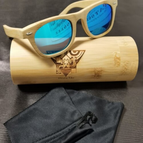 RANGINUI HOATA TIKI TATTOO Polynesiens Bretagne Lunettes BAMBOU Verres Polarises Bleus