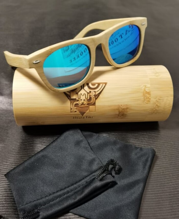 RANGINUI HOATA TIKI TATTOO Polynesiens Bretagne Lunettes BAMBOU Verres Polarises Bleus