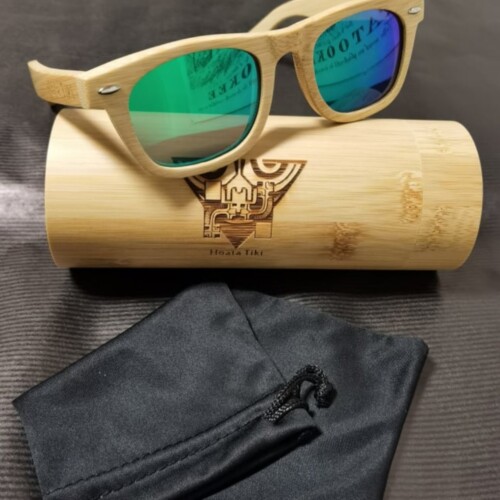 RANGINUI HOATA TIKI TATTOO Polynesiens Bretagne Lunettes BAMBOU Verres Polarises Verts