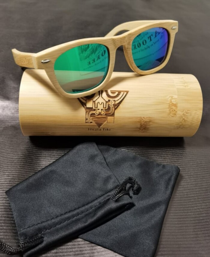 RANGINUI HOATA TIKI TATTOO Polynesiens Bretagne Lunettes BAMBOU Verres Polarises Verts